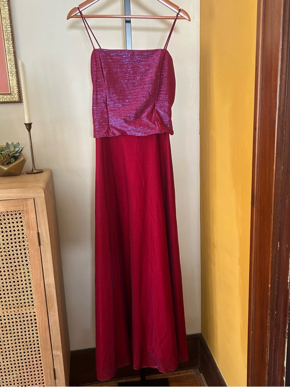 Vintage 90s Y2K Betsy & Adam by Jaslene Dress Formal Prom Metallic‎ Pink Size 8